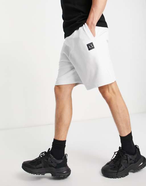 Armani Exchange Pima small logo cotton shorts in white | ASOS