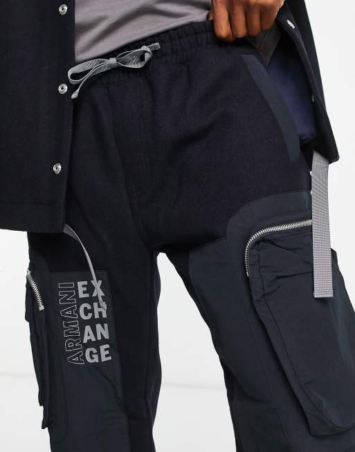 Armani Exchange pocket cargo pants in navy | ASOS