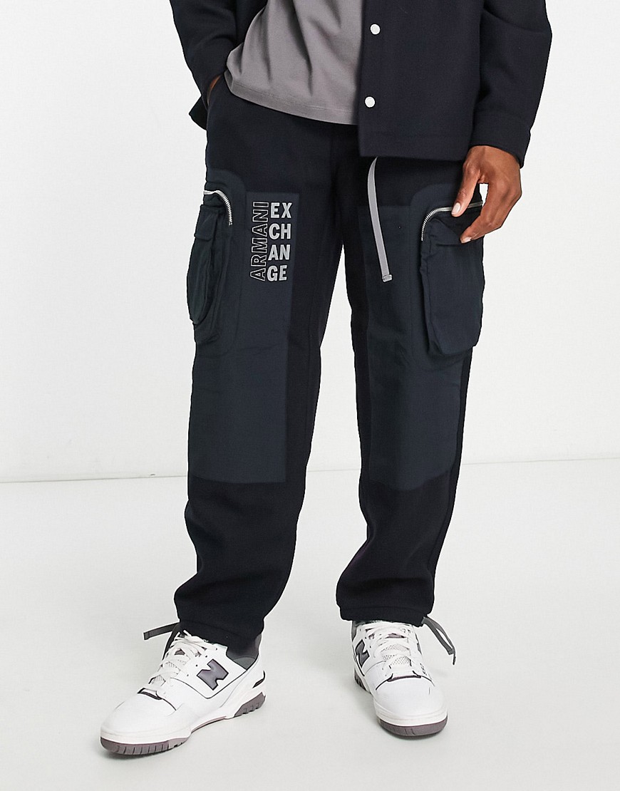 Armani Exchange pocket cargo trousers in navy