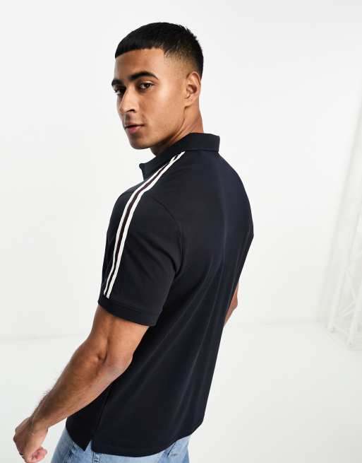 Armani Exchange - Polo à inscription logo avec bandes sur les manches - Bleu marine, 3 de 4