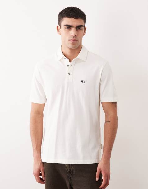 Armani Exchange - Polo à manches courtes et logo - Crème - view 1