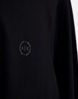 Homme Armani Exchange - Polo à manches longues avec logo circulaire - Noir