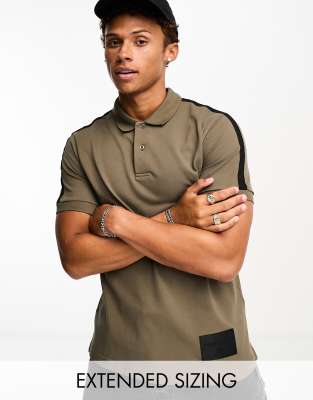 Armani Exchange tapped arm polo shirt in khaki - ASOS Price Checker