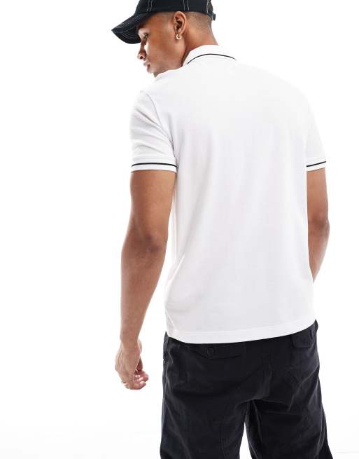 Armani Exchange - Polo bianca con profili a contrasto e logo sul petto, 4 di 4