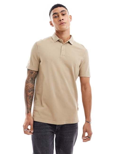 Armani Exchange Polo coupe classique a logo ton sur ton Beige ASOS
