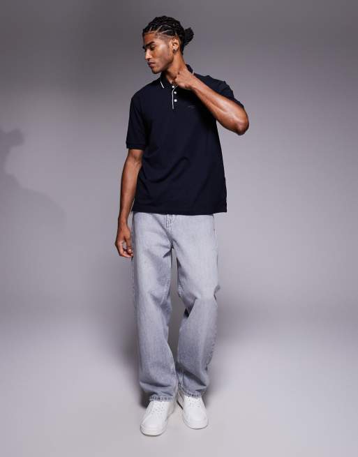 Armani Exchange - Polo met korte mouwen in marineblauw, 4 van 5