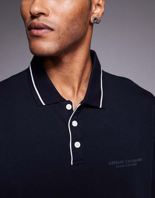 Armani Exchange - Polo met korte mouwen in marineblauw, 5 van 5
