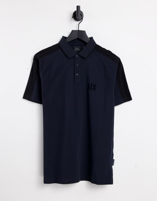 Armani Exchange - Polo met vlakken en logo in marineblauw 