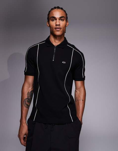 Armani Exchange - Polo nera con logo a contrasto - view 1
