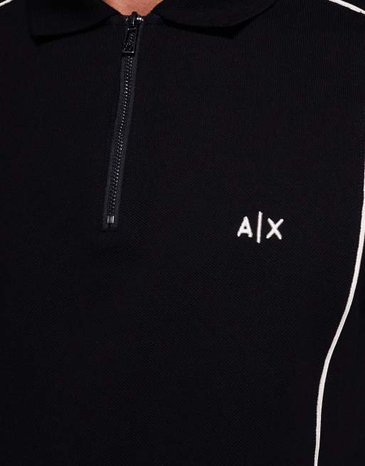 Armani Exchange polo shirt with contrast logo in black, 5 of 5