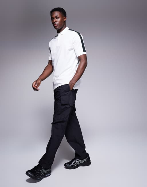 Armani Exchange polo shirt with contrast logo taping in white | ASOS