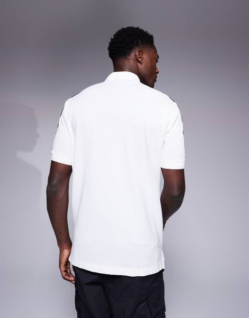 Armani Exchange polo shirt with contrast logo taping in white, 4 of 4
