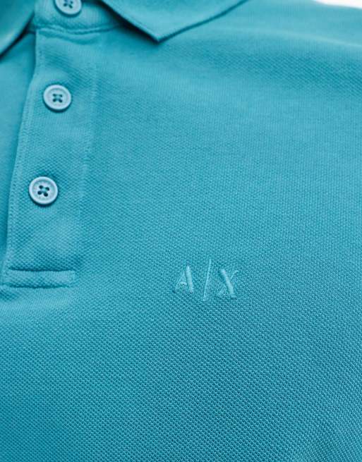 Armani Exchange - Polo vestibilità classica blu medio con logo tono su tono, 2 di 4