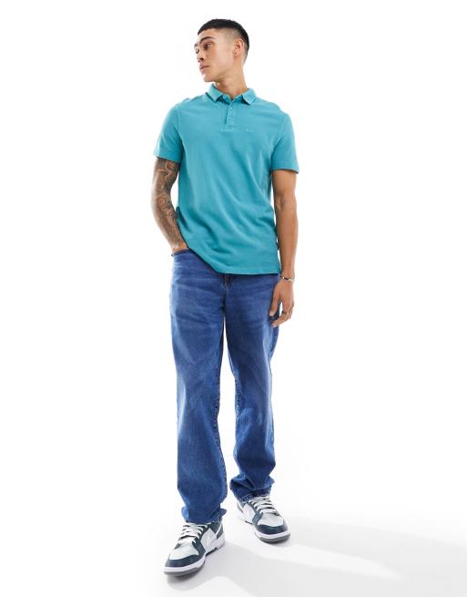 Armani Exchange - Polo vestibilità classica blu medio con logo tono su tono, 3 di 4