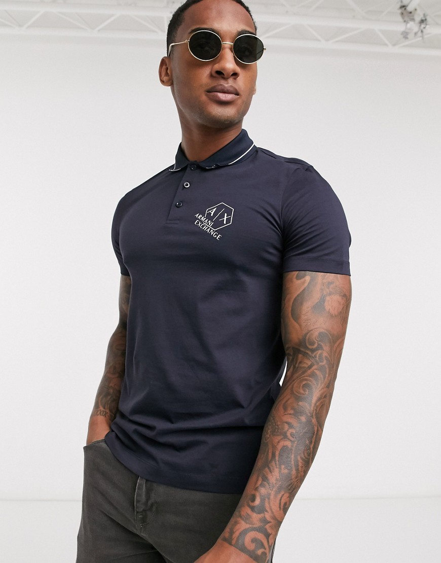 Armani Exchange polo with AX logo in navy