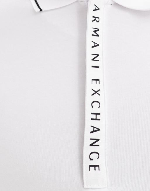 Armani Exchange – Polohemd in Weiß mit kontrastierender Paspelierung und Logo, 4 von 4