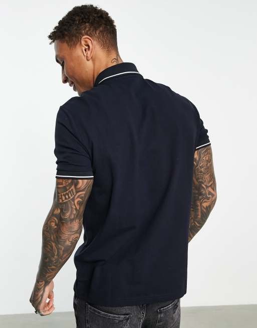 Armani Exchange – Poloshirt mit kurzem 1/4-Reißverschluss in Marineblau, 2 von 4