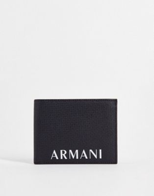 Homme Armani Exchange - Portefeuille à trois volets et logo texte - Noir
