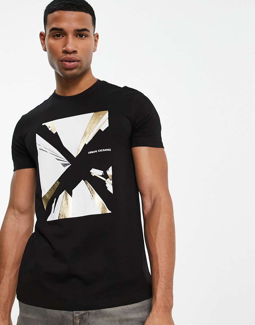 Armani Exchange print t-shirt in black