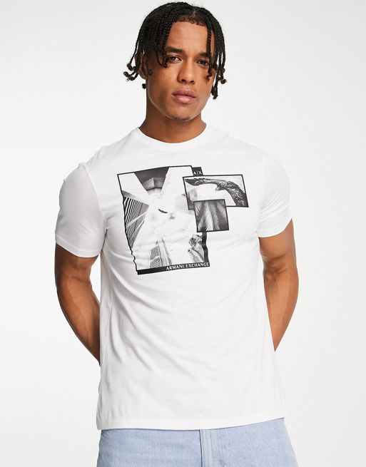 Armani Exchange print t-shirt in white | ASOS