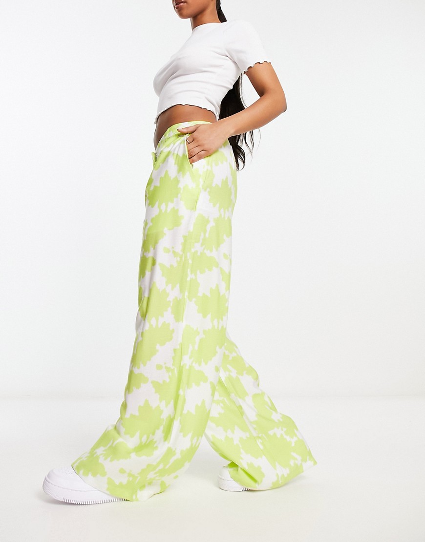 Armani Exchange Abstract-pattern Palazzo Pants In Green