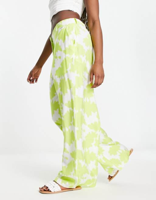 Armani Exchange print wide leg trousers in green ASOS