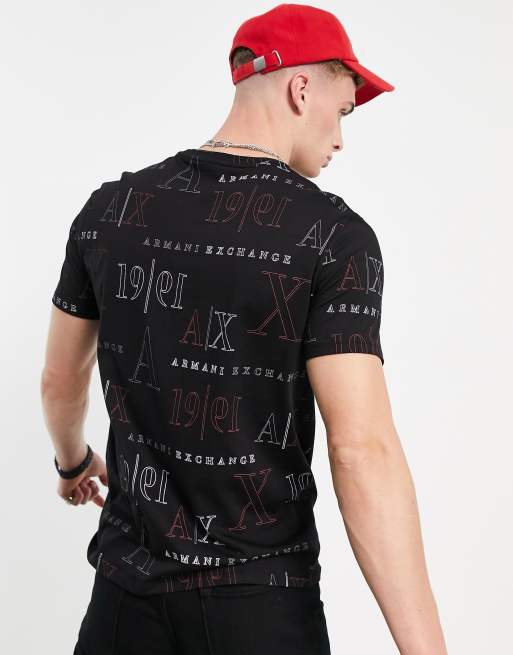 Armani Exchange printed logo t shirt in black ASOS