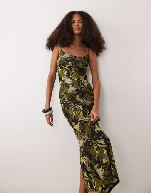 Armani Exchange printed maxi dress in green, 2 of 4