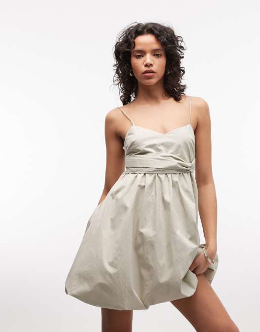 Armani Exchange puff ball mini dress in ecru, 2 of 4
