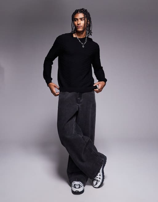Armani Exchange - Pull ras de cou texturé à logo - Noir, 2 de 4