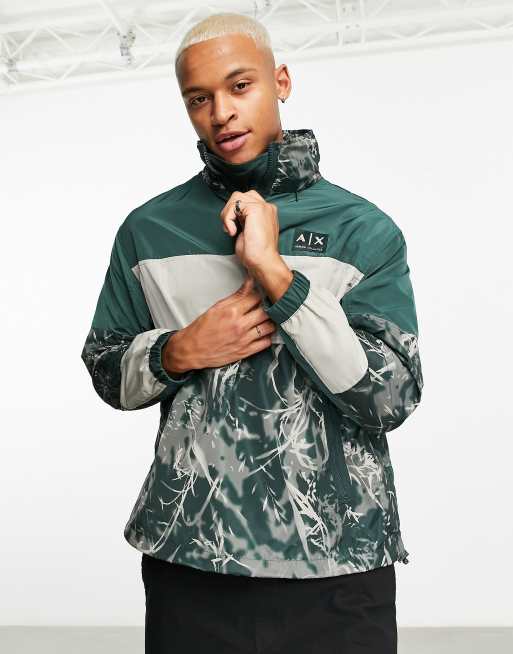 Armani Exchange quarter zip windbreaker in green ASOS