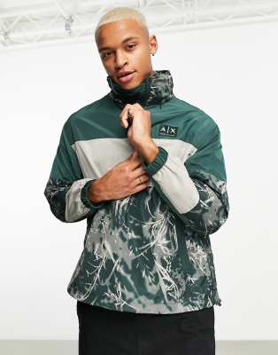 Armani Exchange quarter zip windbreaker in green