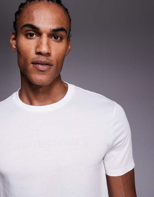 Armani Exchange - Råhvid T-shirt med centralt logoprint, 5 af 5