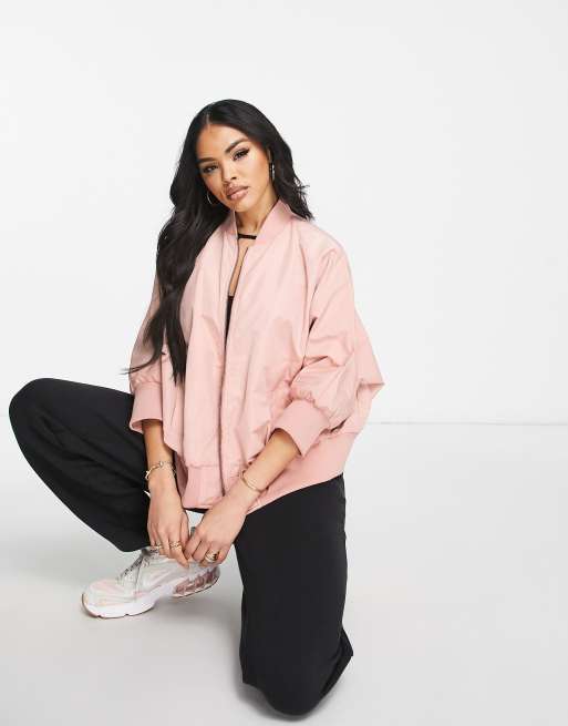 Armani Exchange relaxed fit bomber jacket in pink | ASOS