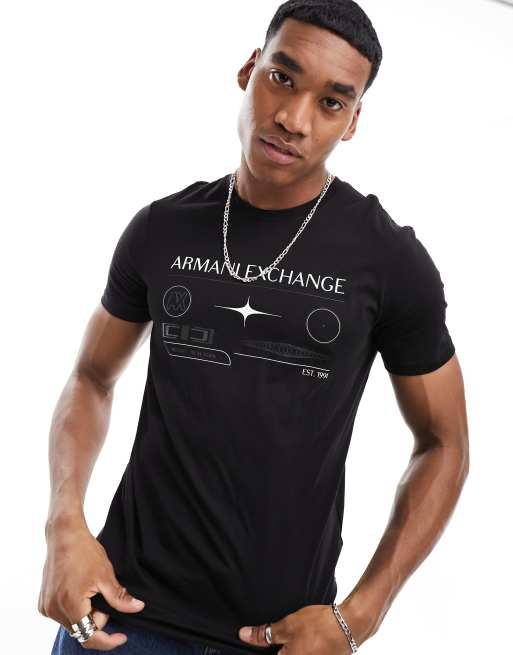 Armani black t shirt mens sale