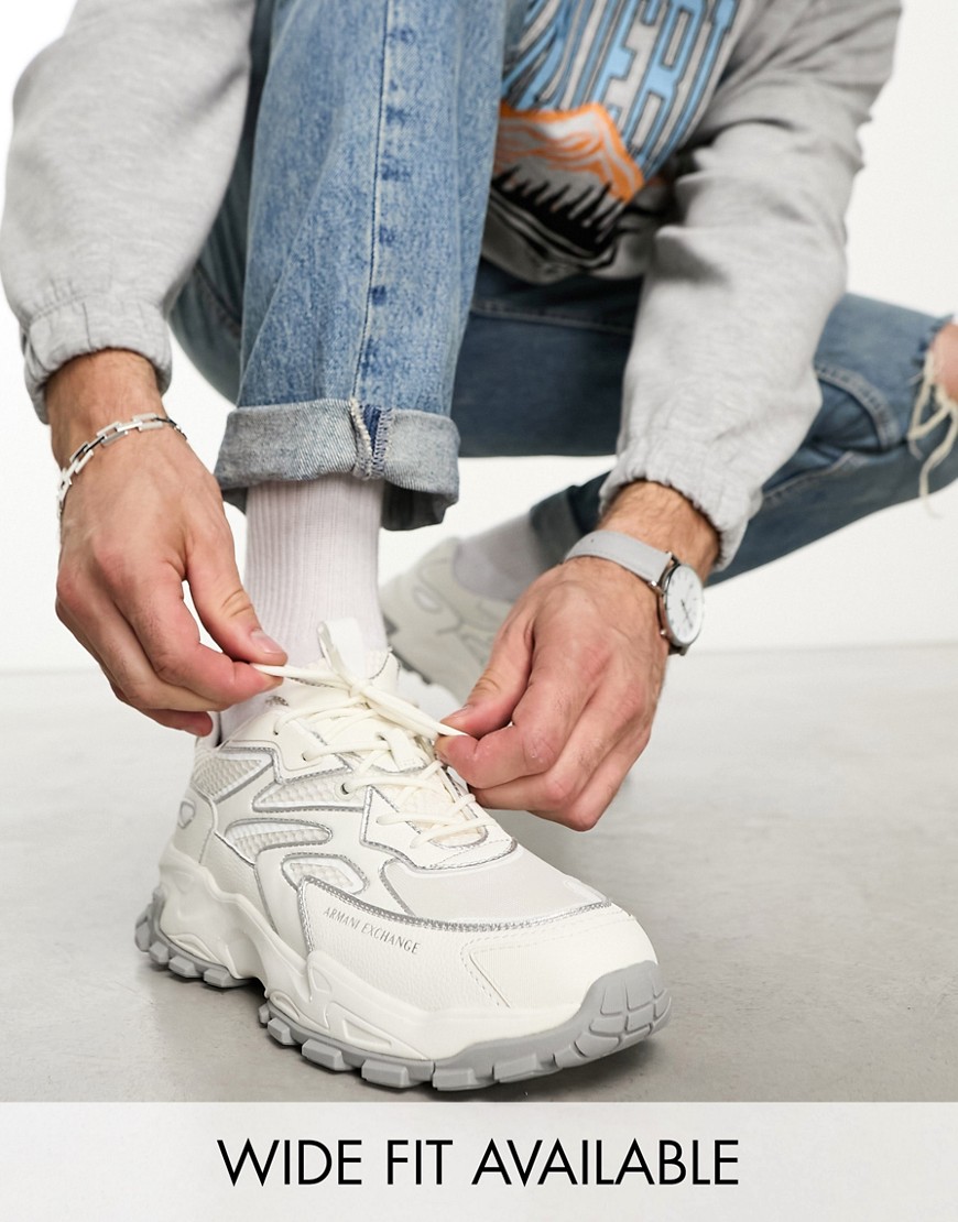 Armani Exchange Retro Sneakers In White