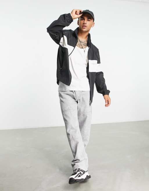 Armani Exchange reversible back text logo jacket in black/white | ASOS