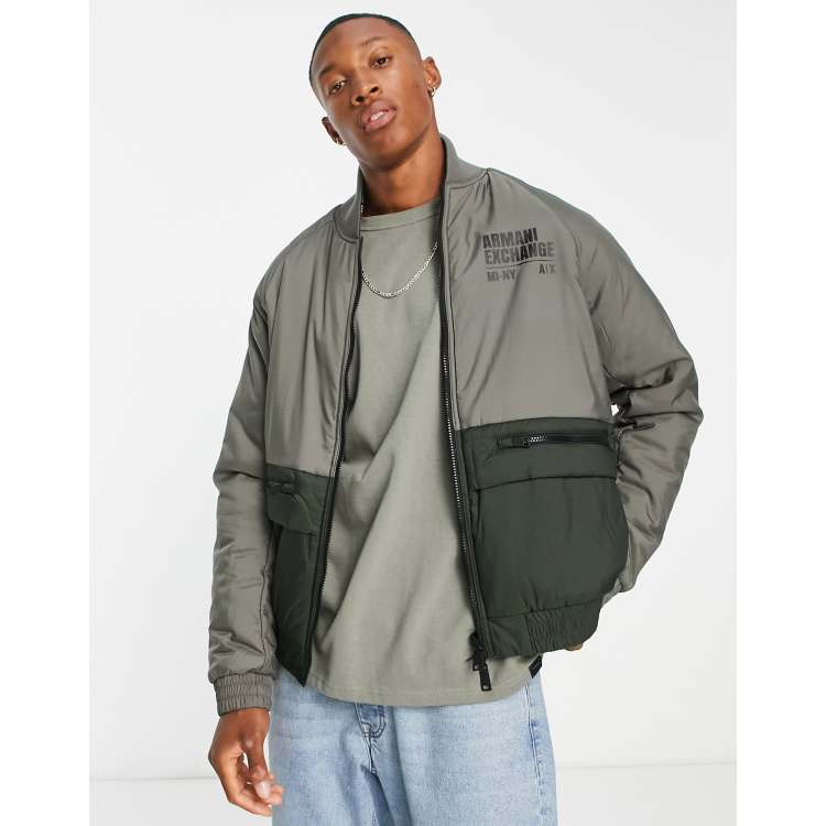 Armani Exchange reversible bomber jacket in khaki ASOS