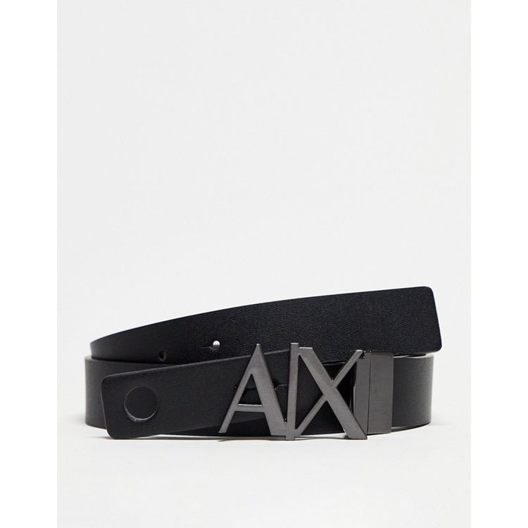 Armani Exchange Black AX Hinge 1.2 Reversible Belt