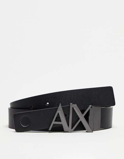 Armani Exchange reversible leather belt in black ASOS