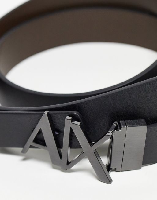 Armani Exchange reversible leather belt in black | ASOS