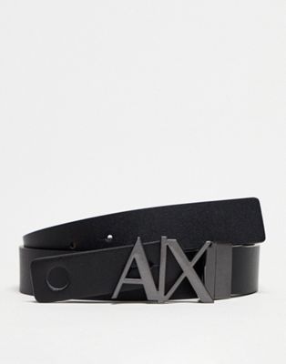Armani Exchange reversible leather belt in black