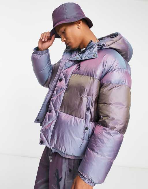 Armani Exchange reversible puffer coat in purple | ASOS