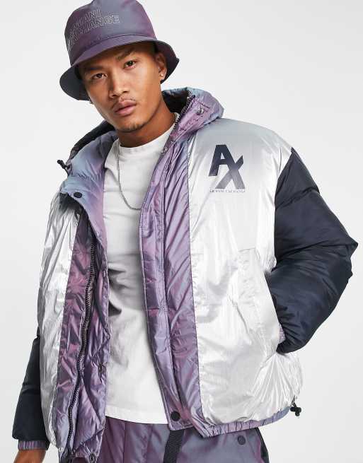 Armani Exchange reversible puffer coat in purple ASOS