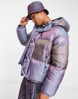 Armani Exchange reversible puffer coat in purple