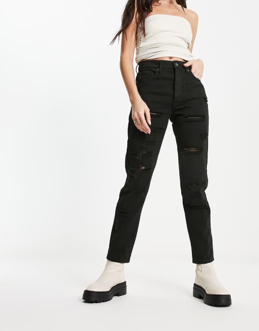 Armani Exchange ripped boyfriend fit jeans in black | ASOS