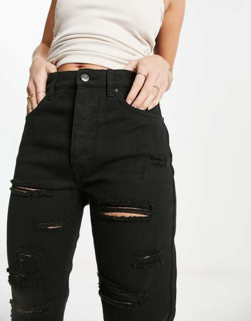 Armani Exchange ripped boyfriend fit jeans in black ASOS