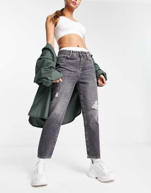 Armani Exchange ripped boyfriend jeans in grey