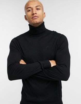 Armani Exchange roll neck jumper in black