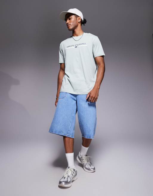 Armani Exchange – Salviagrön t-shirt med korta ärmar och centrerad logga, 2 av 4